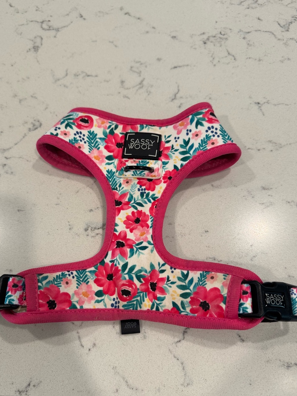 Sassy Woof Hot Pink Floral Reversible Dog Harness Size Small